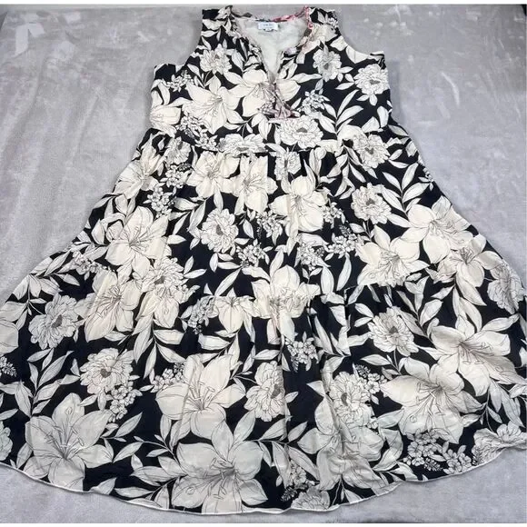Johnny Was Black and Cream Floral Dress - Picture 6 of 10